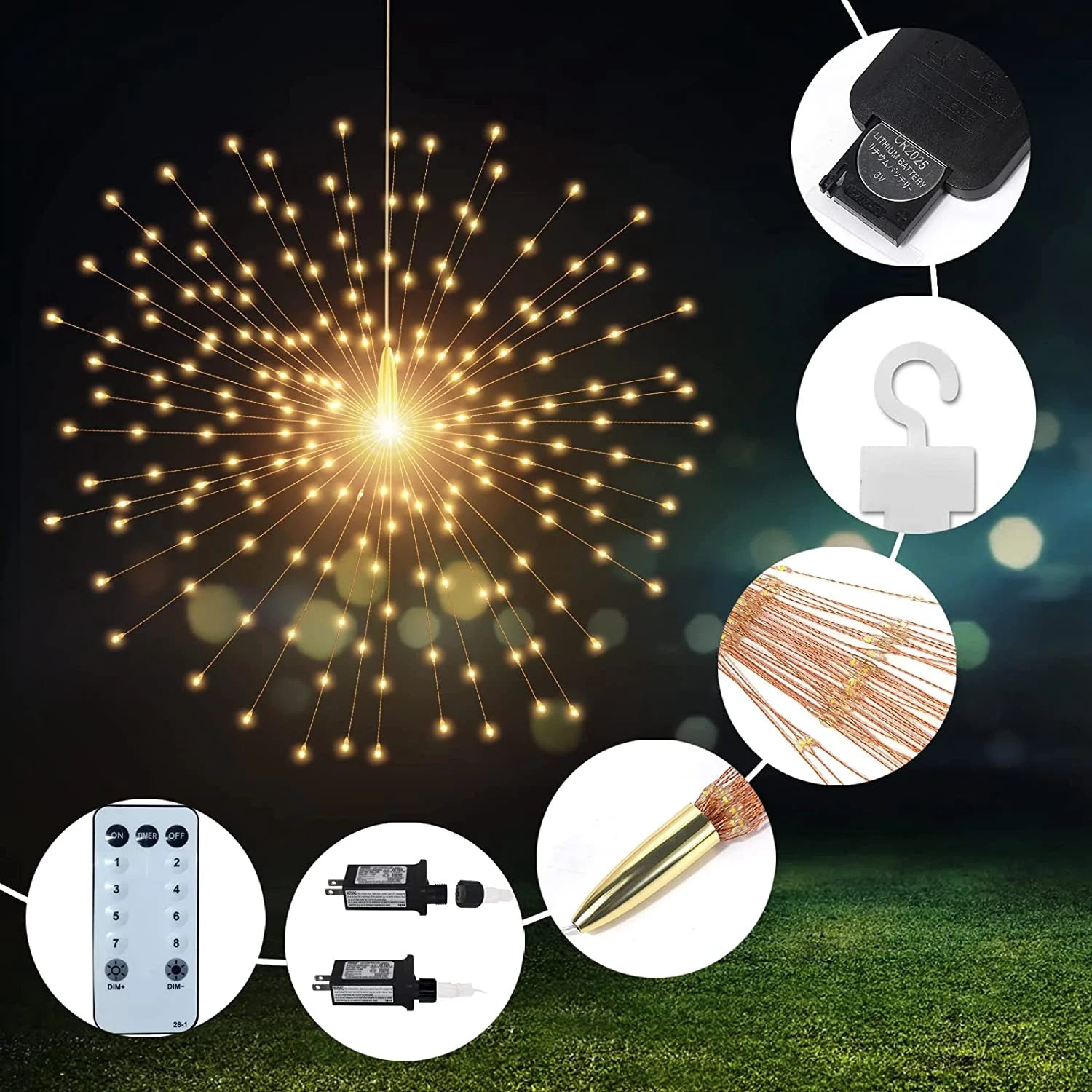 3 Pack 600 LED Plug-in Starburst Lights, Warm White P566