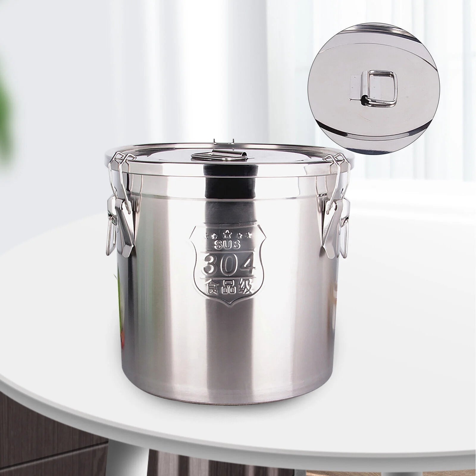 Stainless Steel Airtight Food Storage Container with Lid and Locking Clamp 6L U47831