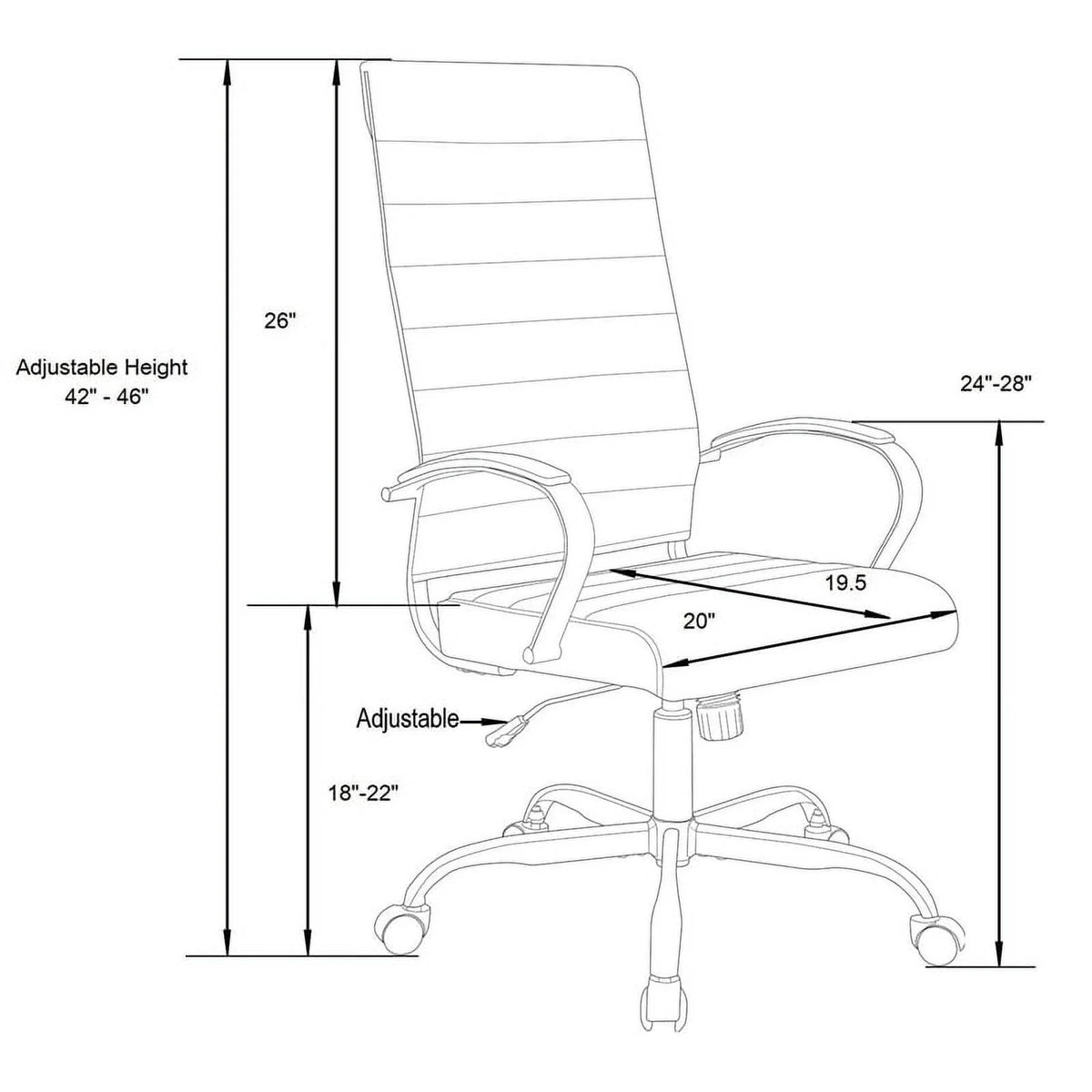 Modern Faux Leather High-Back Office Chair in White/Gold H27718