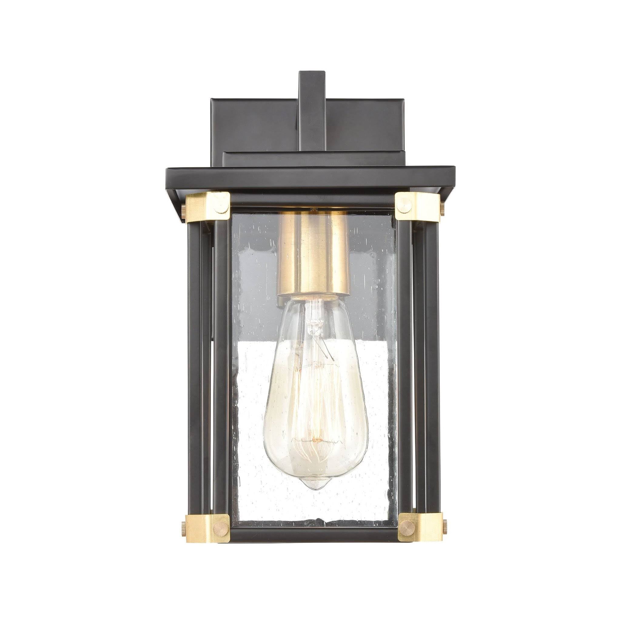 Matte Black 1-Light Sconce with Seedy Glass D108449