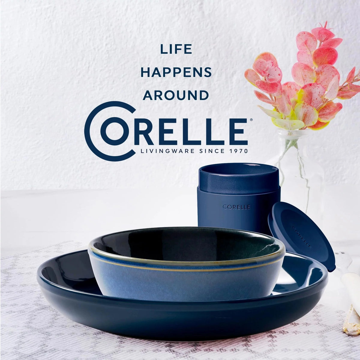 16-piece Stoneware Dinnerware Set, Navy L267469