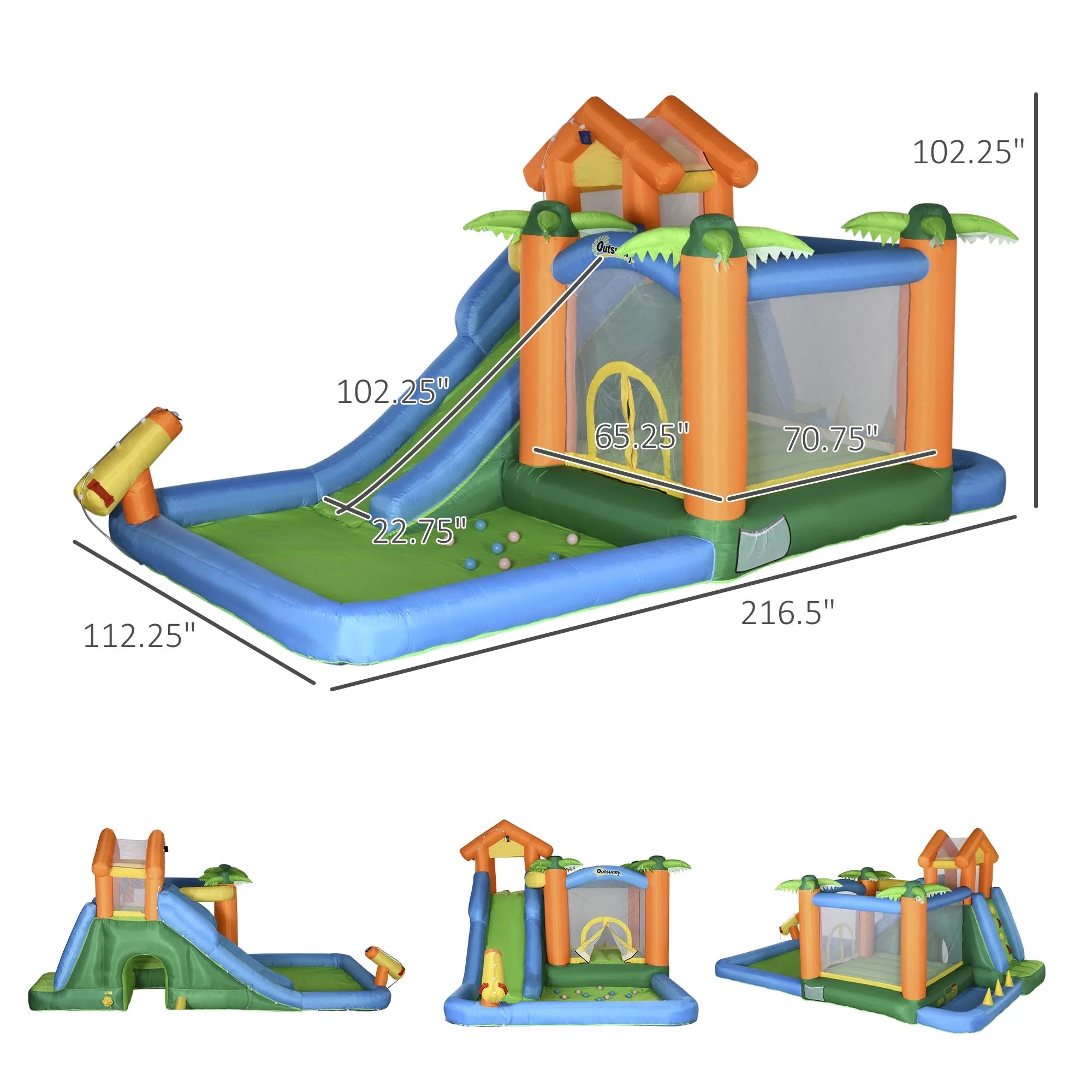 6 in 1 Inflatable Water Slide Jumping Castle with Blower J6644