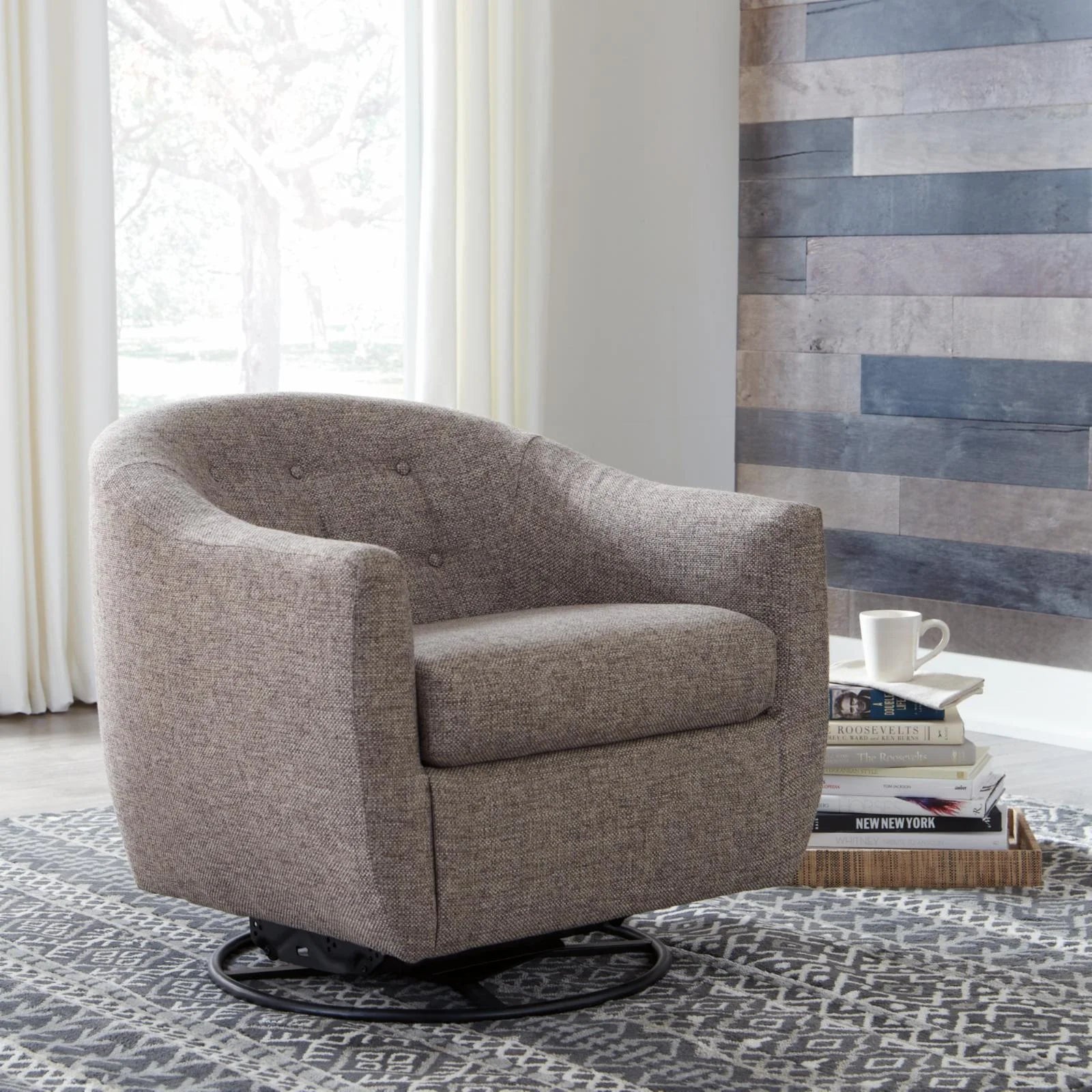 Taupe Tufted Swivel Glider A10419