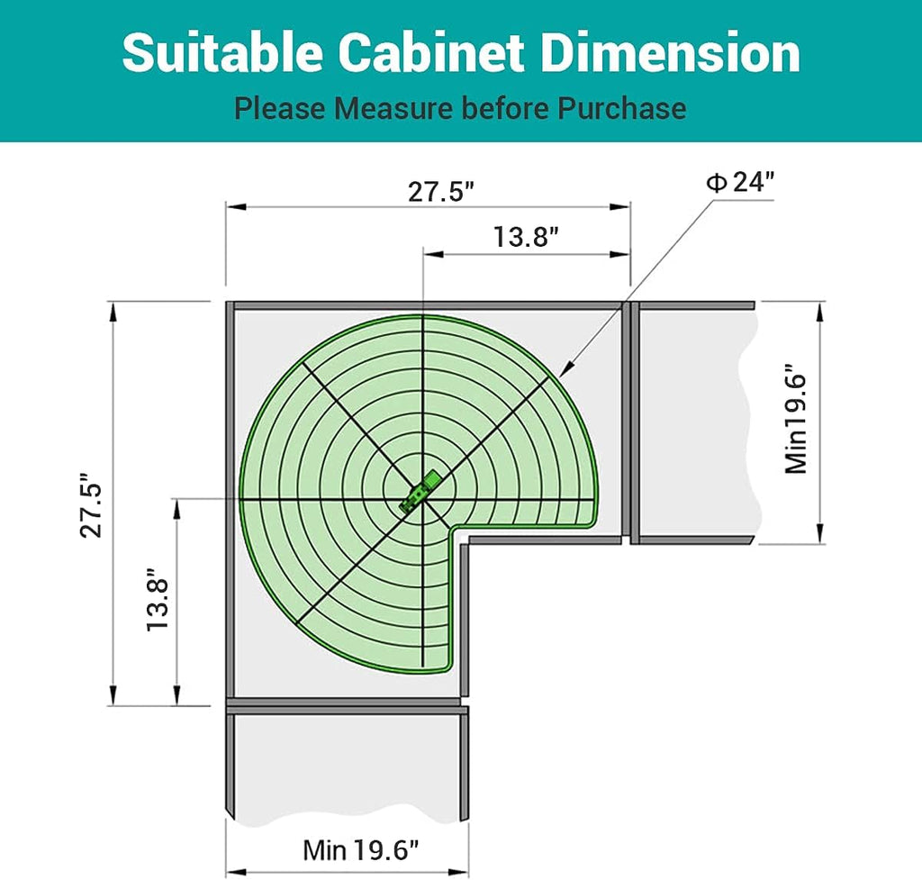 Stainless Steel Lazy Susan Turntable Replacement Shelf, 24 Inch O864