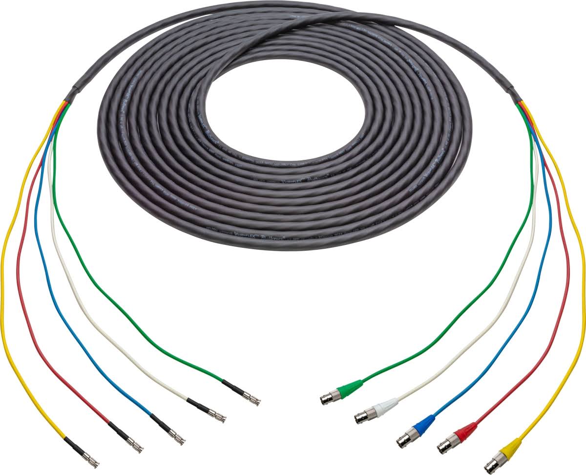 12G-SDI-4K UHD 5-Channel BNC Female to HDBNC Male Snake Cable Black 10 ft. Q532540