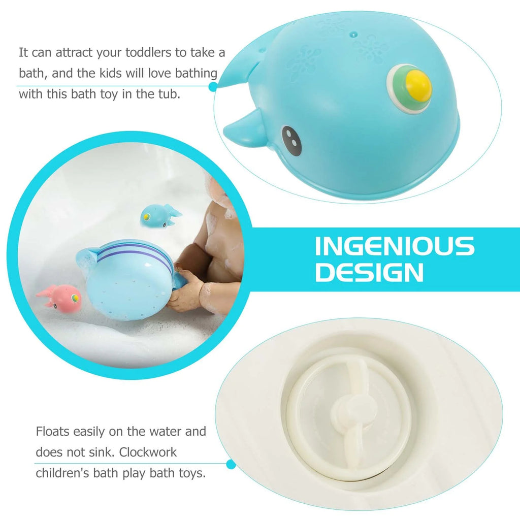 2 Pcs Whale Toy Baby Tub Wind up Bathtub Clockwork Childrens K23569