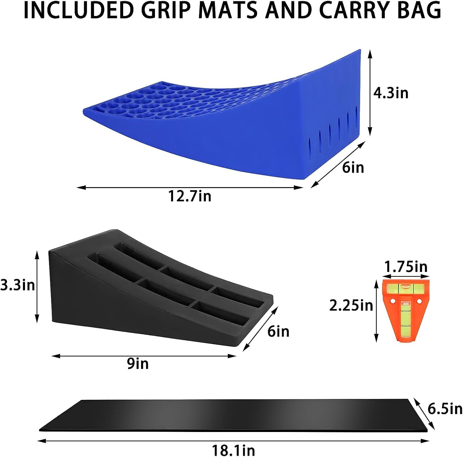 Camper Leveler Kit 2 Pacs with Two Curved Levelers, Two Chocks, and Two Rubber Grip Mats T8903