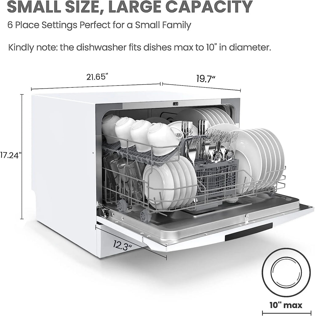 White Countertop Dishwasher with 6 Place Settings O316