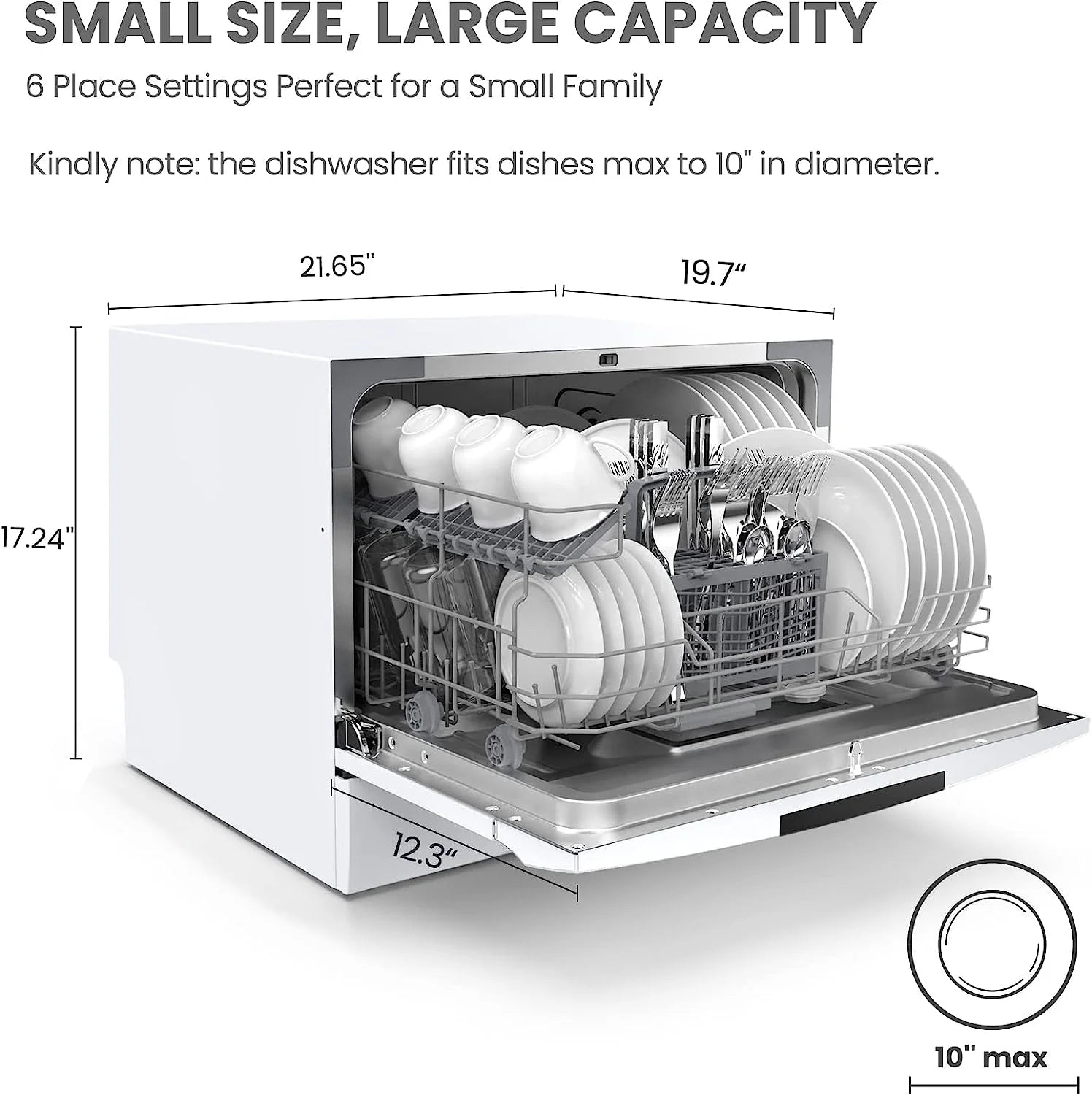 White Countertop Dishwasher with 6 Place Settings O316