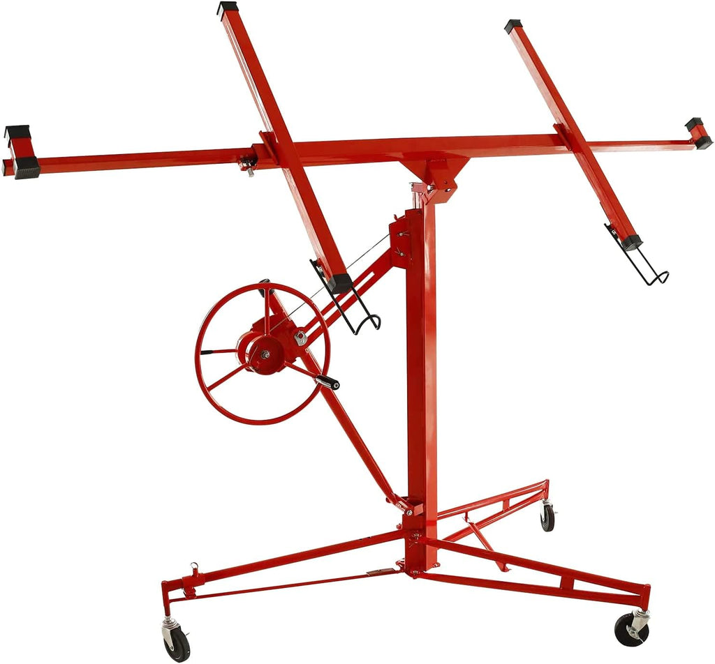 11FT 150LB Drywall Lifter Panel Hoist with Rolling Caster (Yellow) R430718
