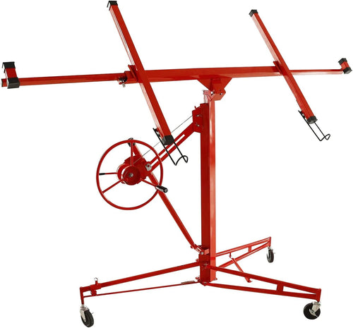 11FT 150LB Drywall Lifter Panel Hoist with Rolling Caster (Yellow) R430718