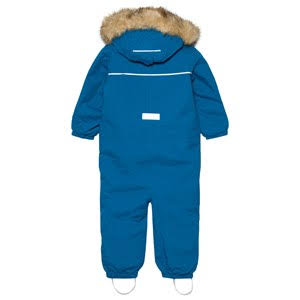 Blue Faux Fur Hood Winter Overall S908566