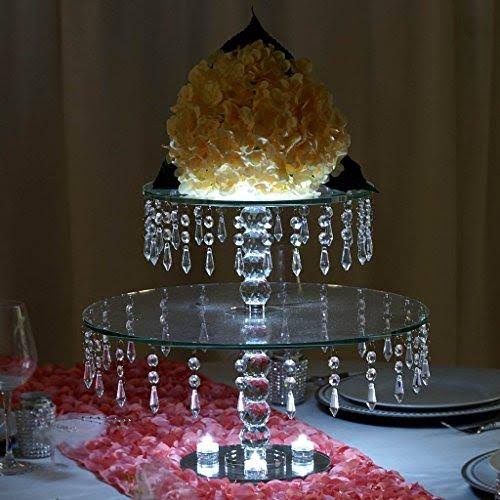 16x22 Round Crystal Glass Wedding Cake Riser Stand A90065