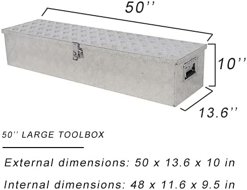 50''x13.6''x10'' Truck Trailer Tool Box with Lock B53317