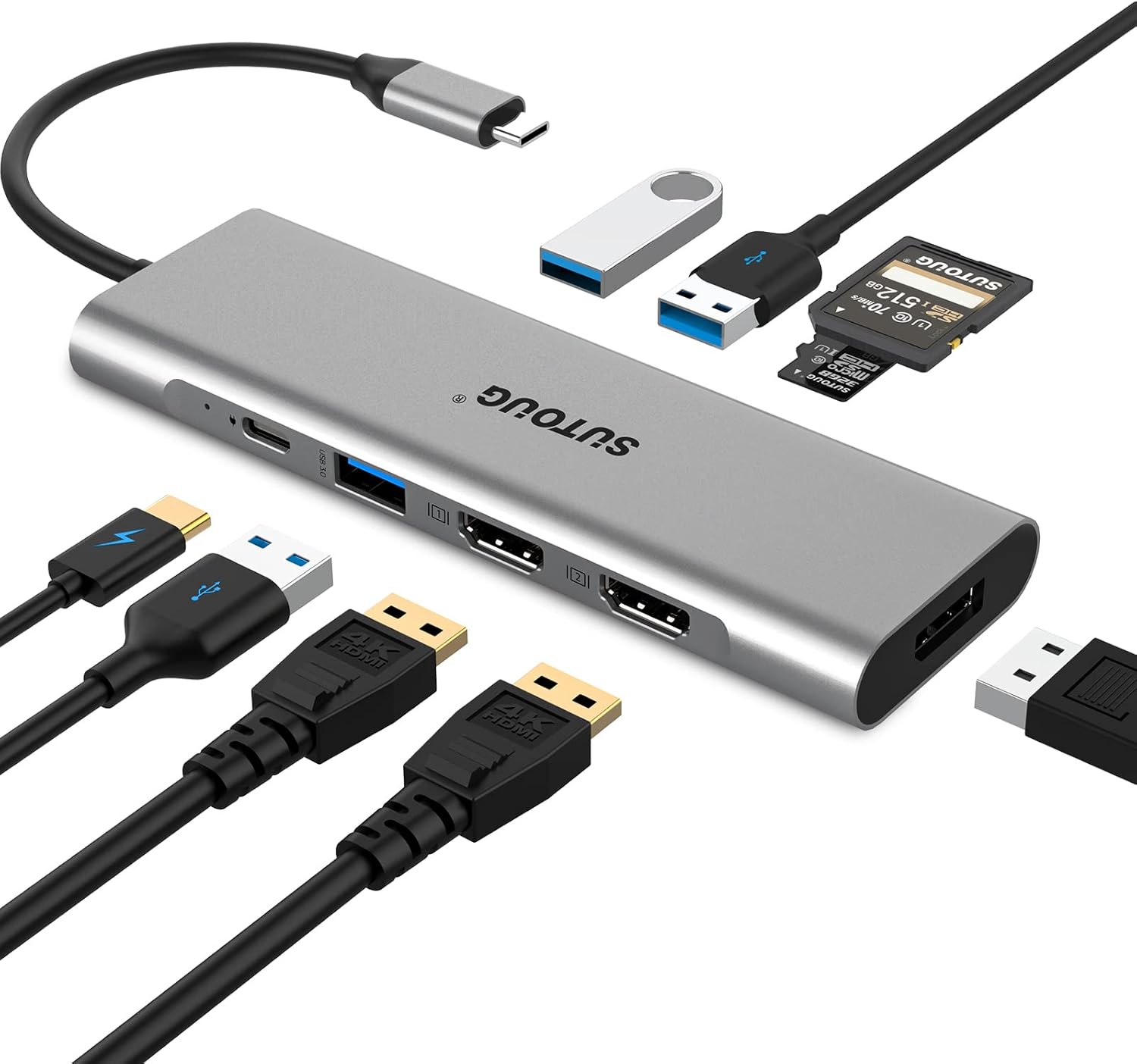 12 in 1 USB C Hub Docking Station with Triple Displays, 2 HDMI, DP, 100W PD, SD/TF Card Reader, 3 USB 3.0 Ports I580778