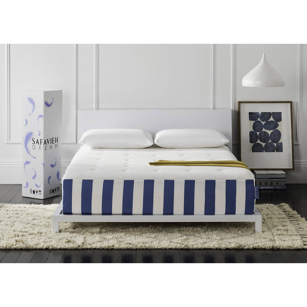 King Mattress White Blue A844
