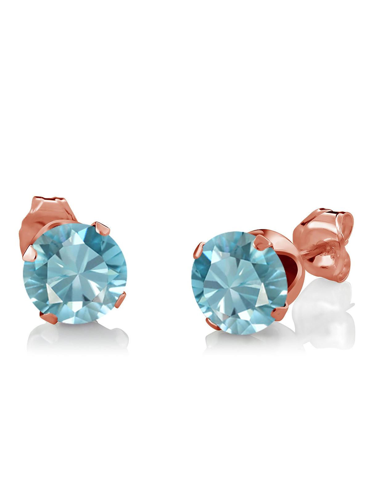 18K Rose Gold Plated Silver Blue Zircon and White Diamond Pendant and Earrings Jewelry Set D9911