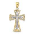 10K Two-Tone Beaded Filigree Cross Charm R500607