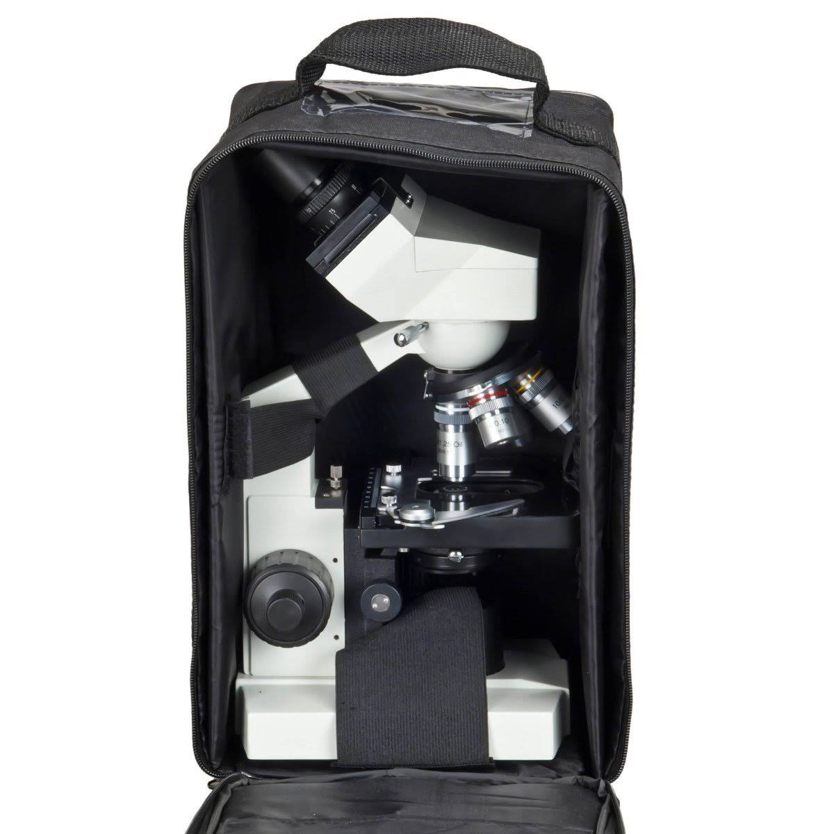 40X-2500X Lab Binocular Biological Compound LED Microscope with Vinyl Carrying Case B1757