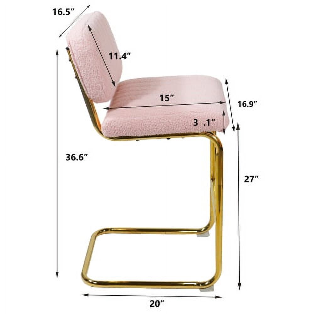 Pink Boucle Fabric Counter Height Bar Stools Set of 2 N396