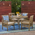 Gray Finish 4-Seater Round Acacia Dining Set S836