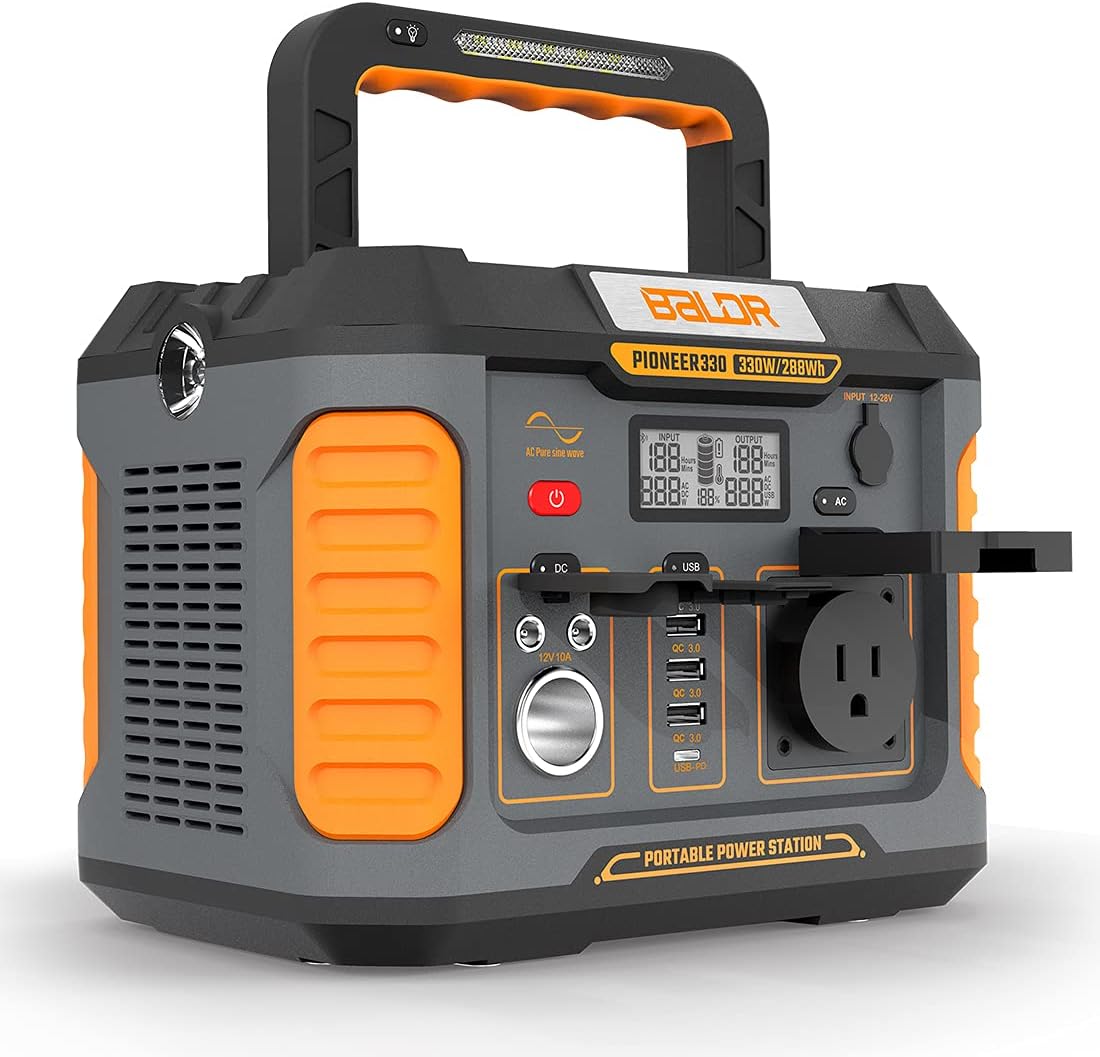 Portable Power Station 330W 288Wh Lithium Battery Solar Generator with Pure Sine Wave Inverter V297