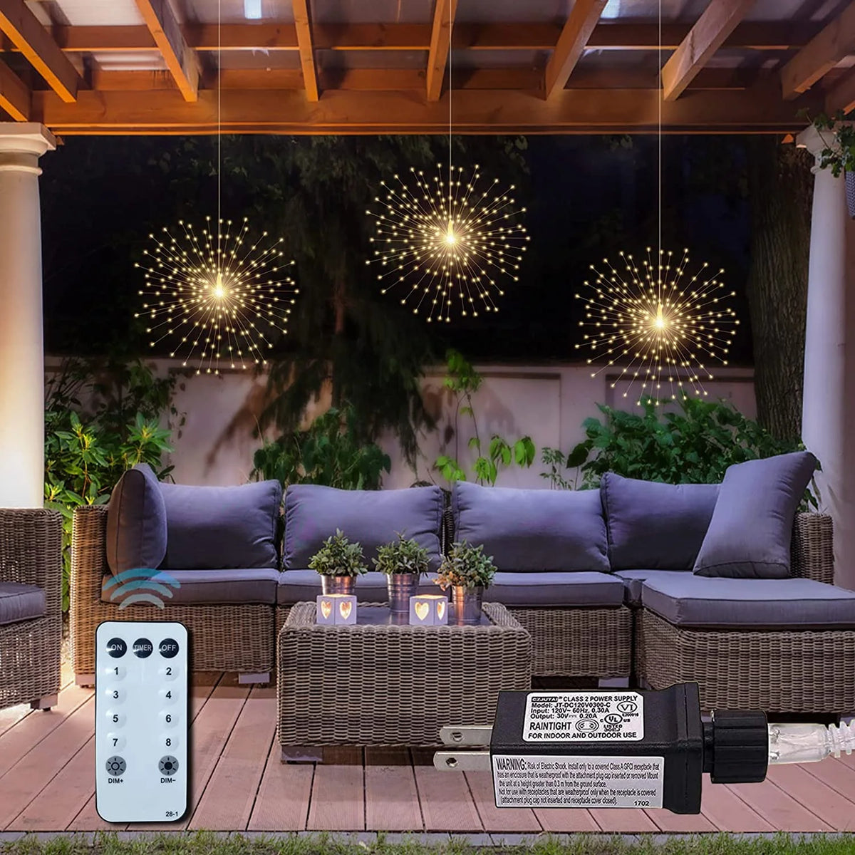3 Pack 600 LED Plug-in Starburst Lights, Warm White P566