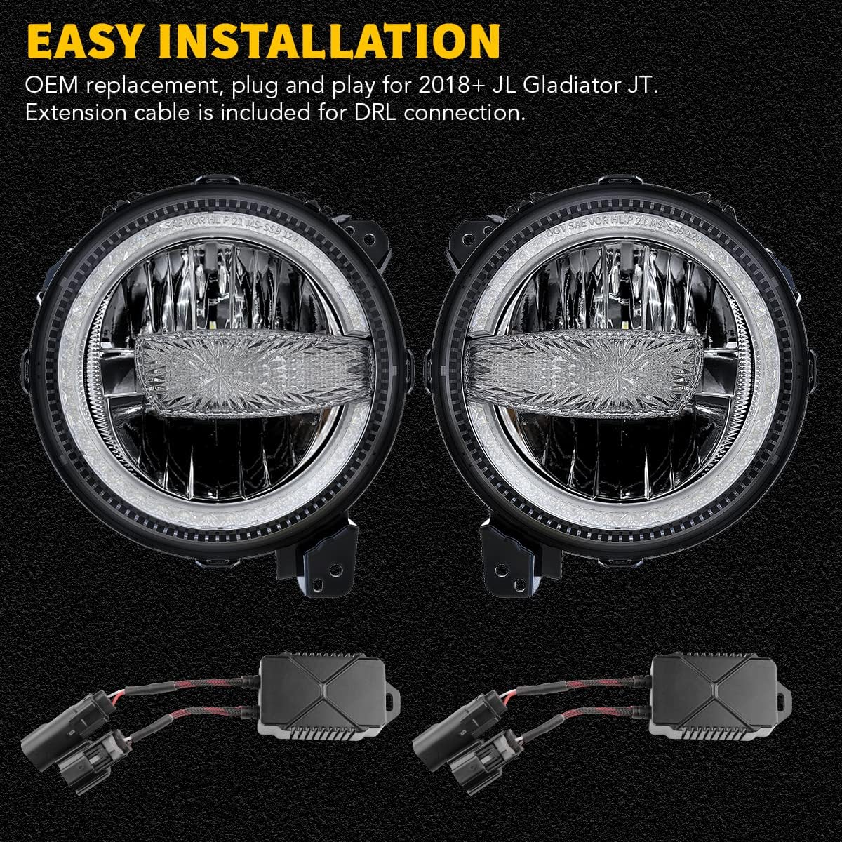 9'' Round LED Headlights with DRL High Low Beam H77102