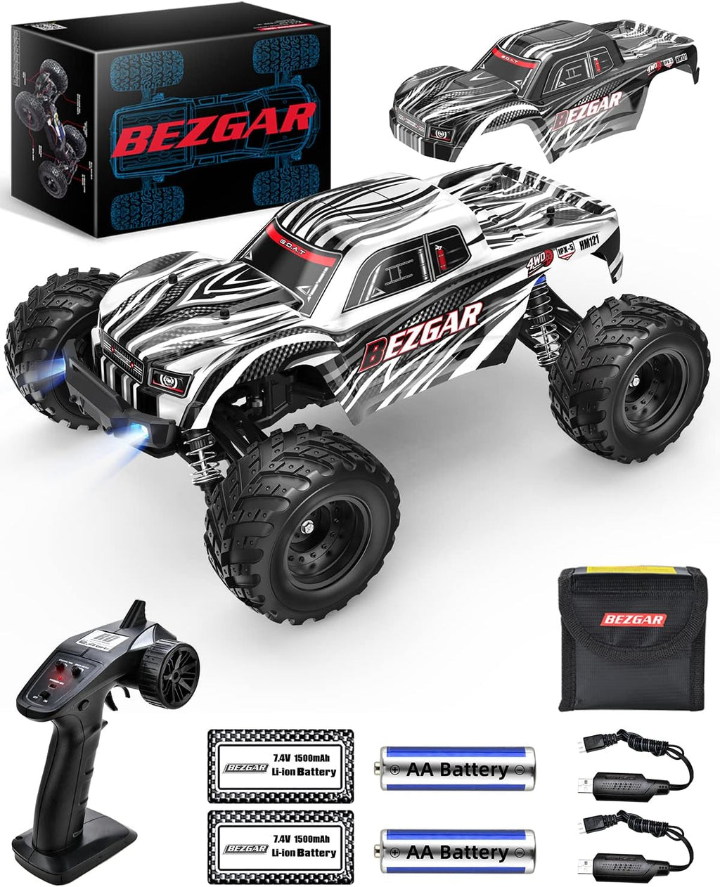 1:12 Scale 4x4 Remote Control Truck with 2 Rechargeable Batteries Z86232