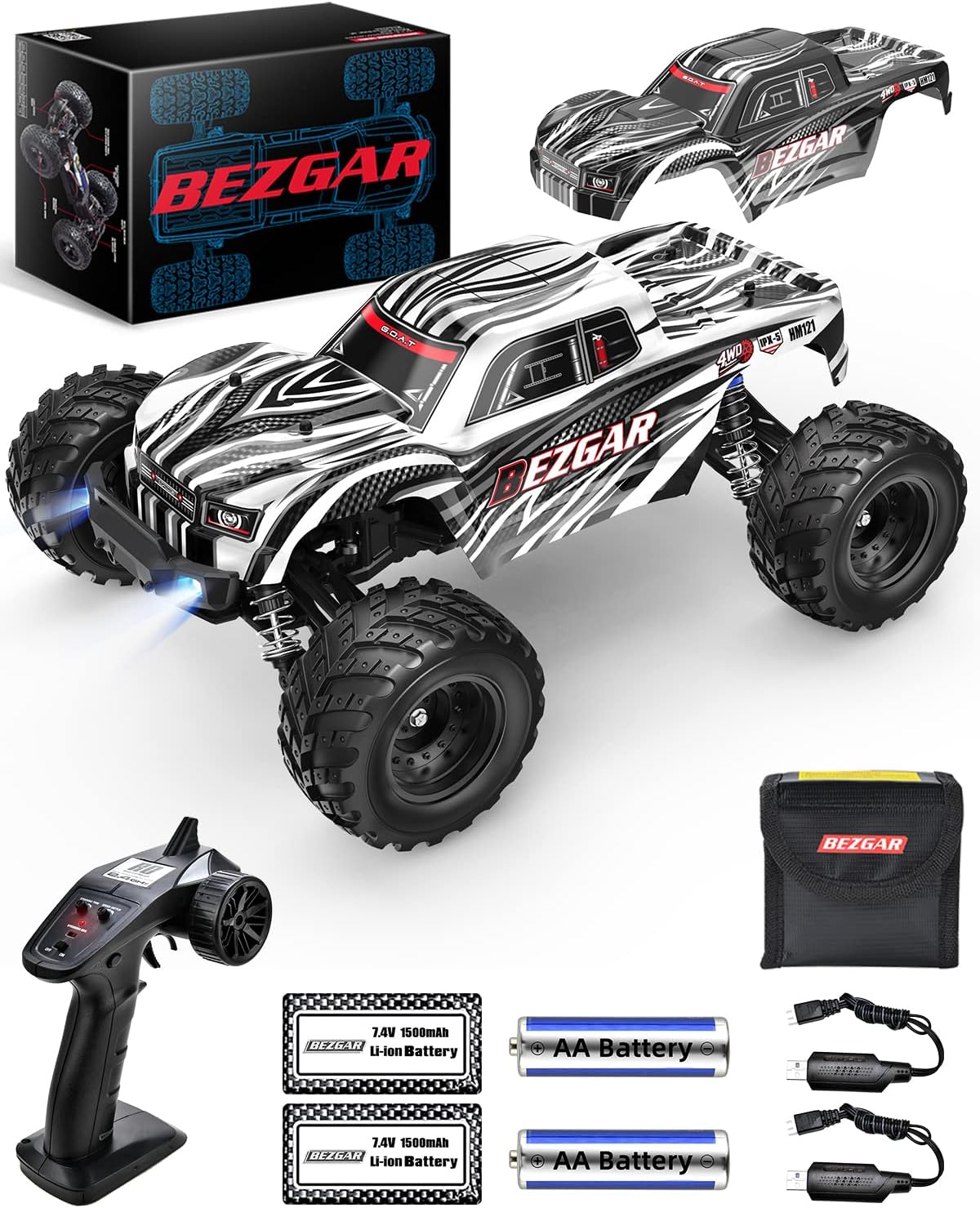 1:12 Scale 4x4 Remote Control Truck with 2 Rechargeable Batteries Z86232