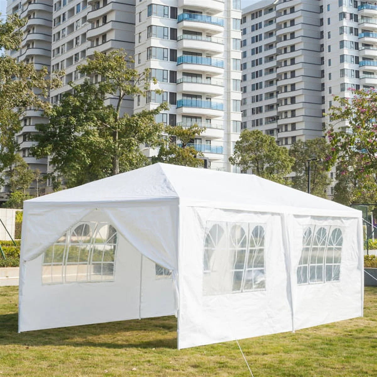 10x30ft White Canopy Tent with 7 Removable Sidewalls P445