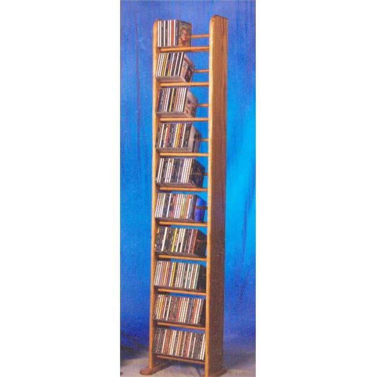 Solid Oak 10 Row Dowel Tower CD Rack N577536