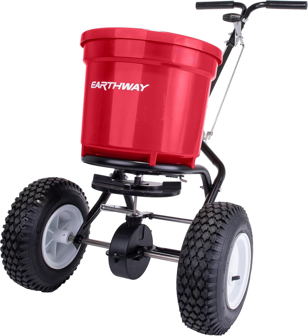 Red Heavy-Duty 50 LB Broadcast Fertilizer Spreader X737841