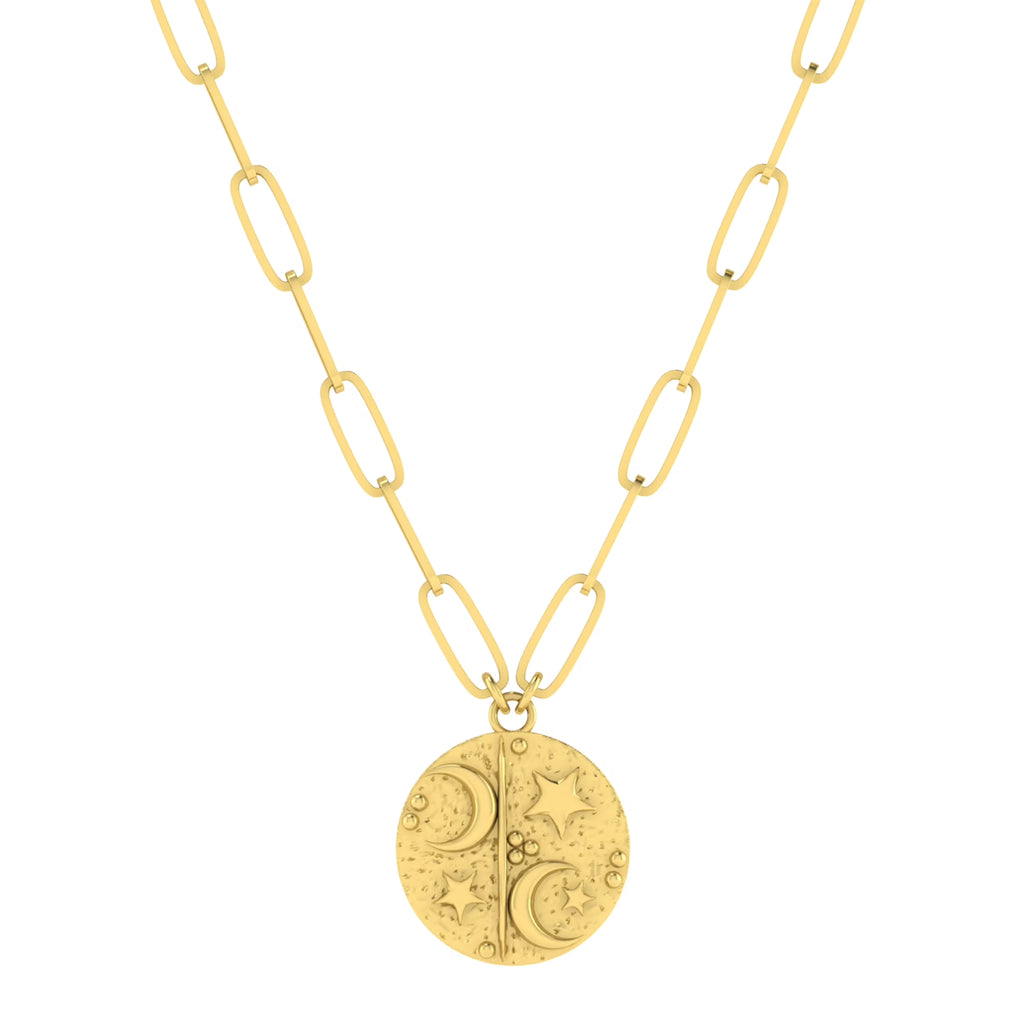 10K Yellow Gold Paperclip Chain Pendant Necklace R3843