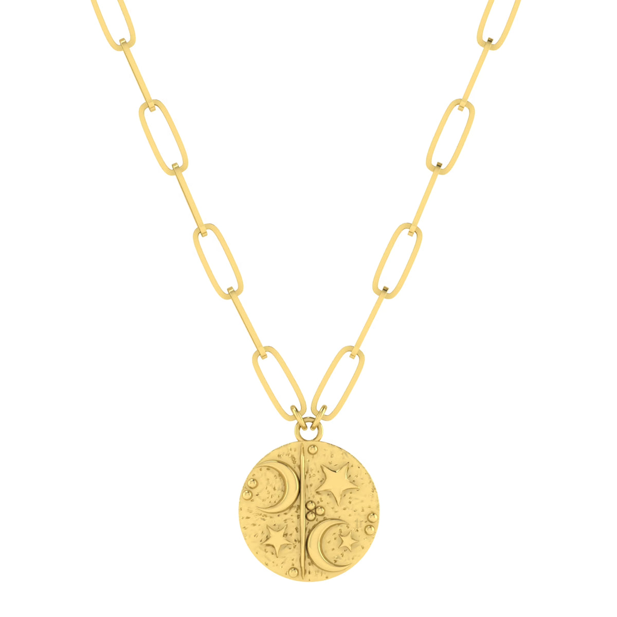 10K Yellow Gold Paperclip Chain Pendant Necklace R3843