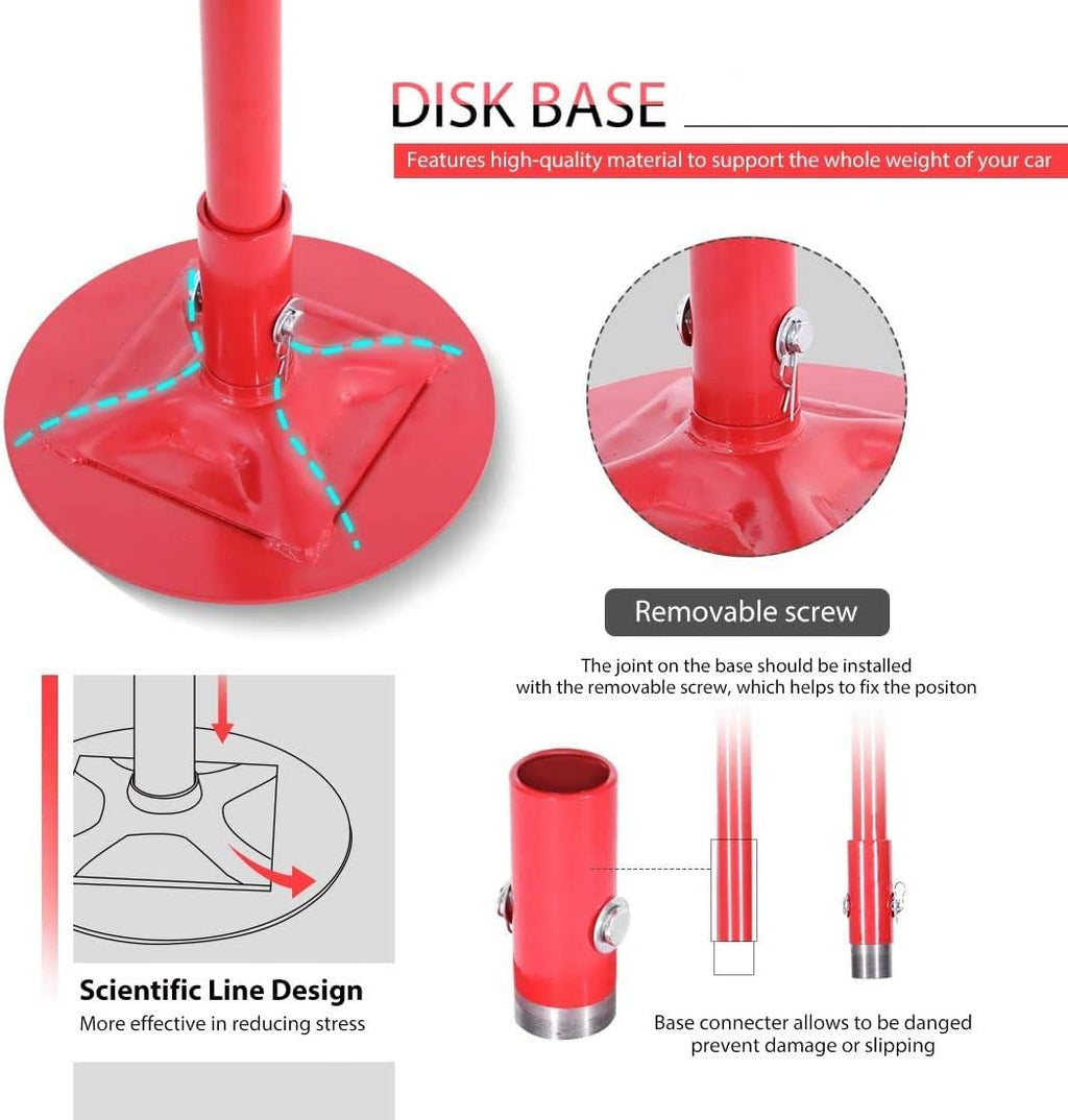 Steel Underhoist Support Lift Jack Stand with 12 Inch Diameter Base 3/4 Ton Capacity Y14582