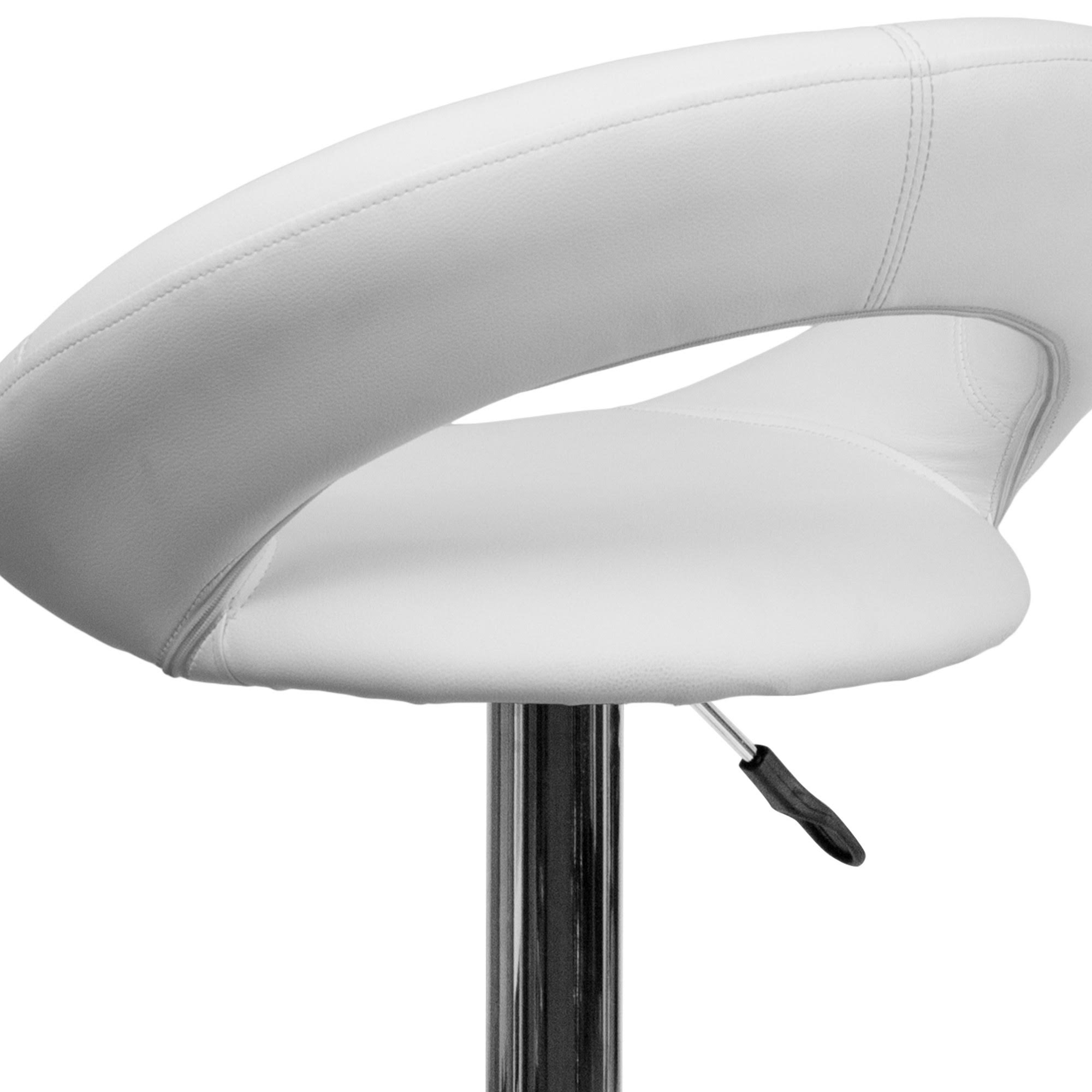 White Vinyl Adjustable Height Barstool with Chrome Base B2170