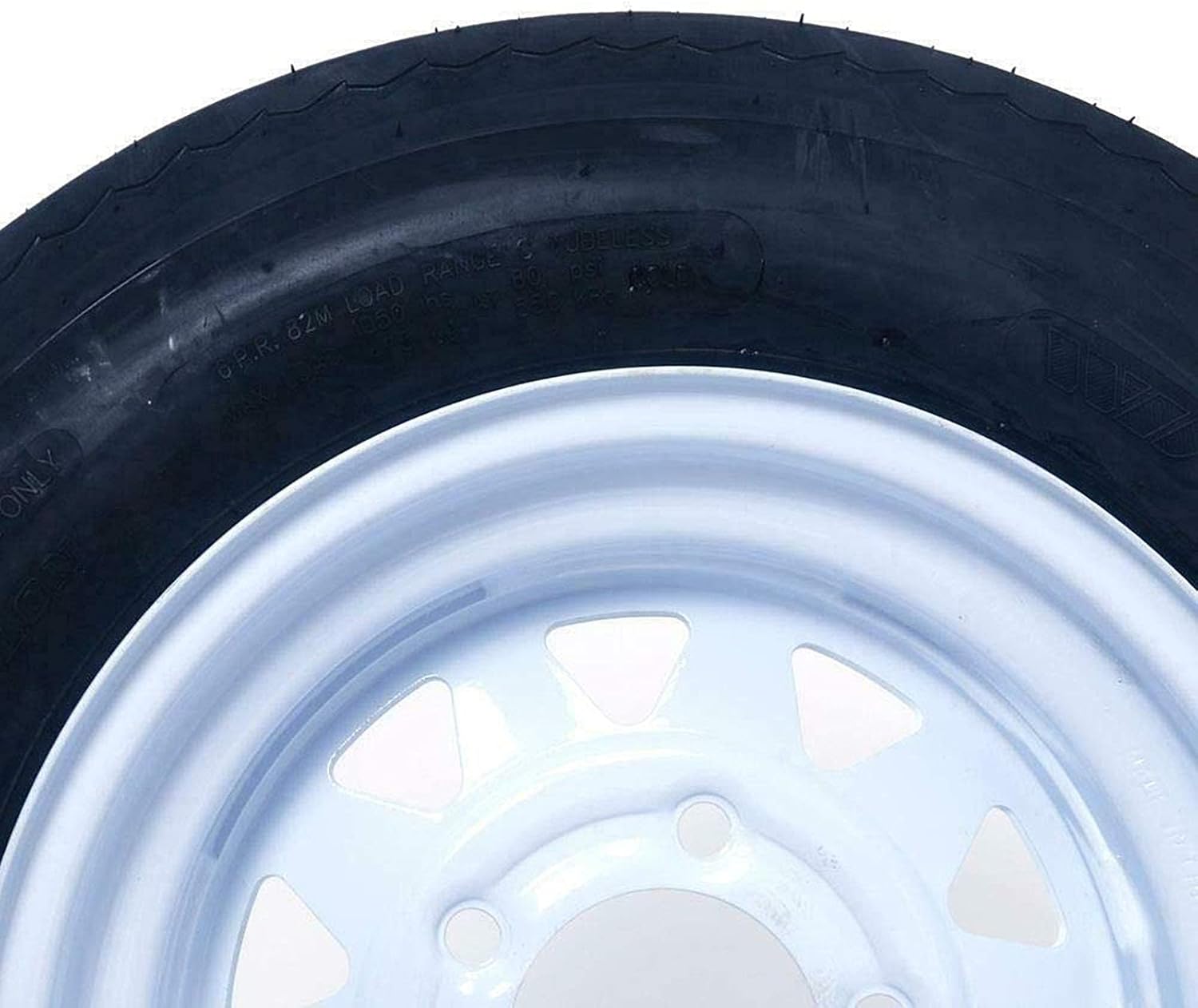 5.30 x 12 Trailer Tire and Wheel 5 Lug White Spoke Pack of 2 F2242