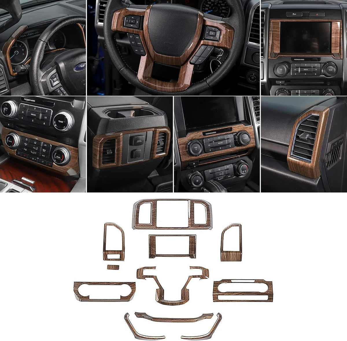Carbon Fiber ABS Center Console Dashboard Trim Cover Kit U666