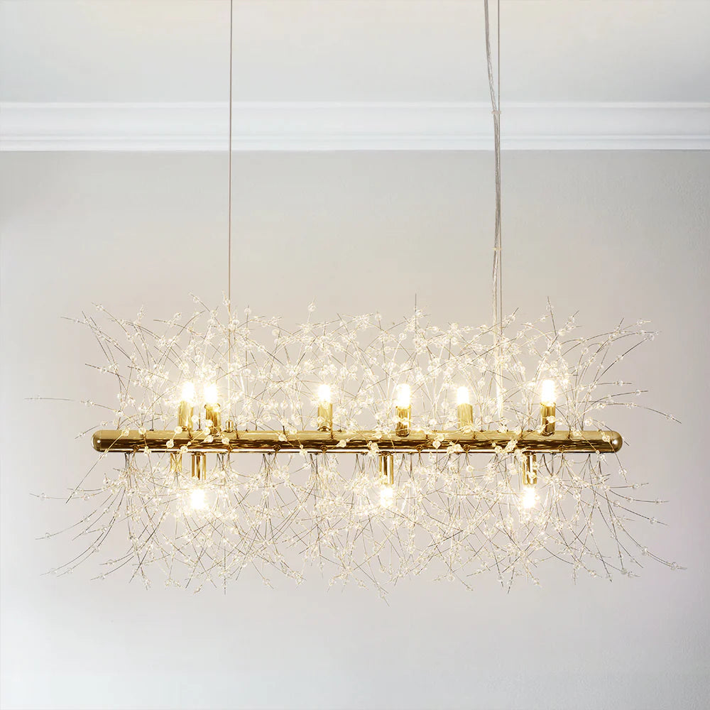 9-Light Linear Mid-Century Modern Chandelier W714857