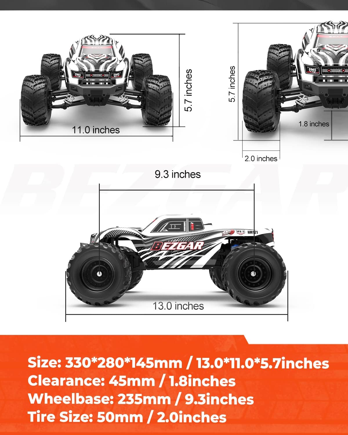 1:12 Scale 4x4 Remote Control Truck with 2 Rechargeable Batteries Z86232