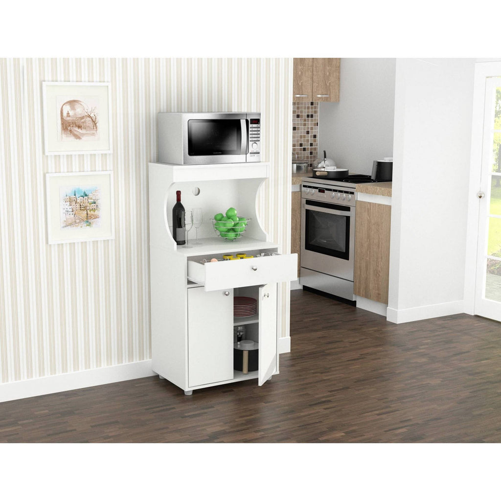 White Galley Kitchen Microwave Storage Cabinet P77908
