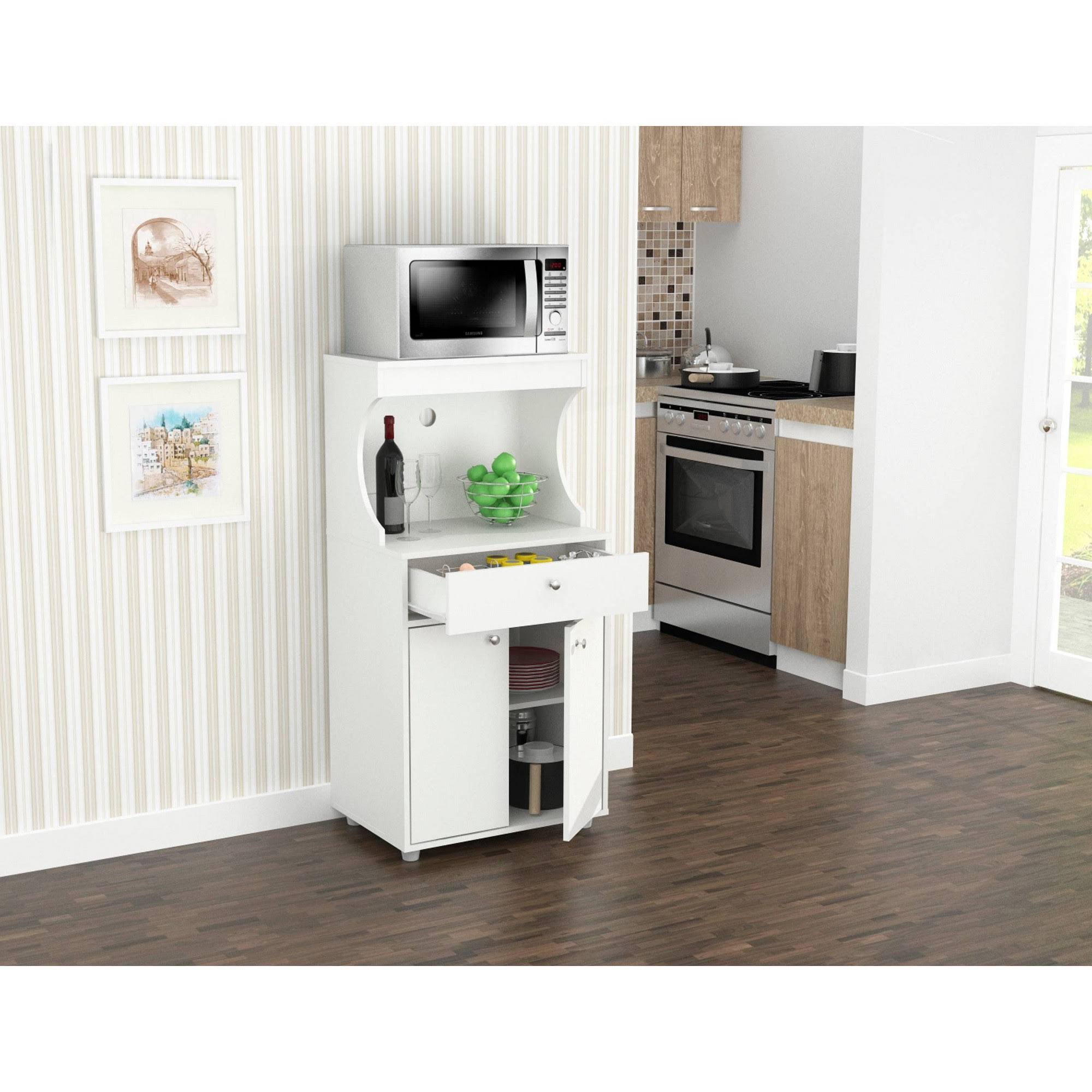 White Galley Kitchen Microwave Storage Cabinet P77908