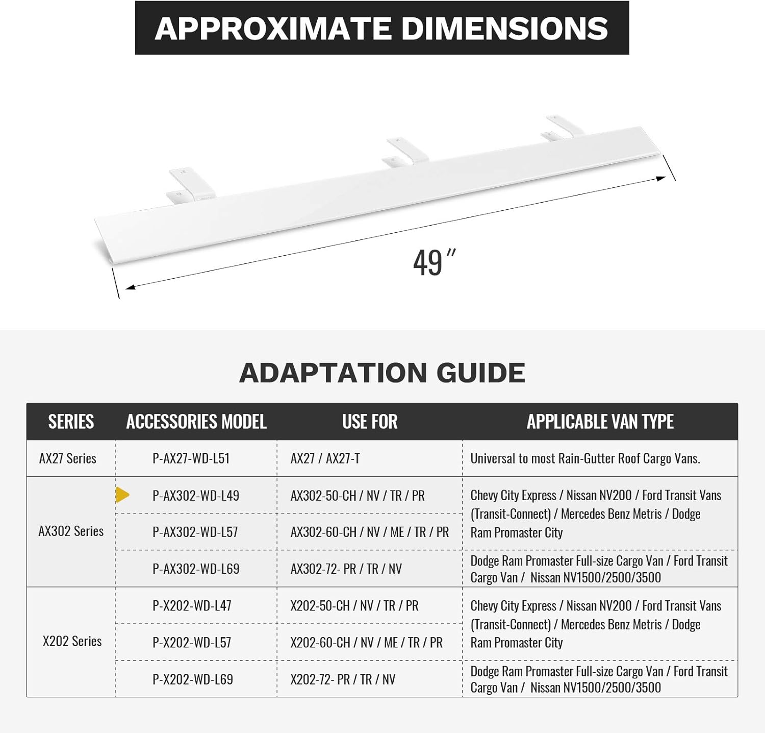 White Pack of 2 Aluminum Van Rack Accessory G988555