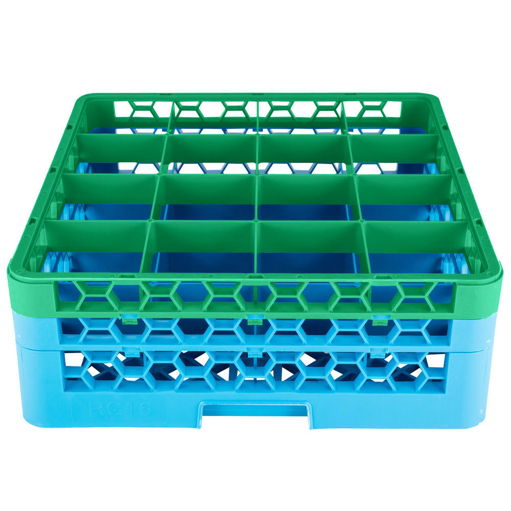 16 Compartment Green Glass Rack M38745