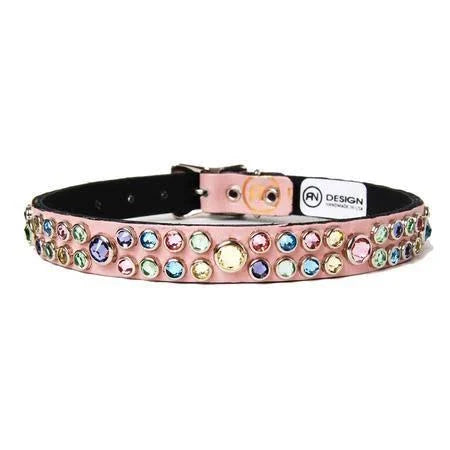 Light Pink Leather Dog Collar Size 16T S637