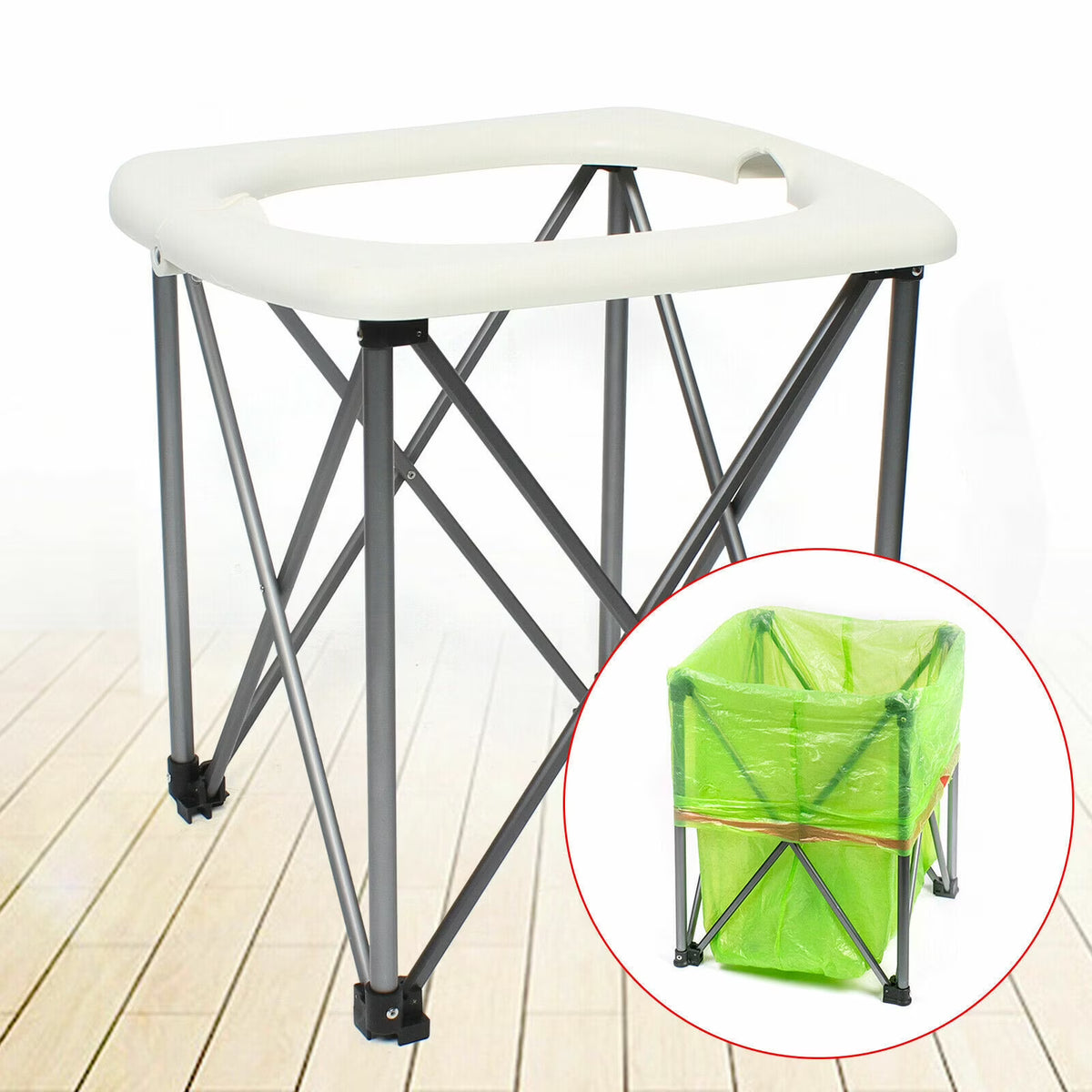 Portable Camp Toilet Commode Seat with Bags W670328