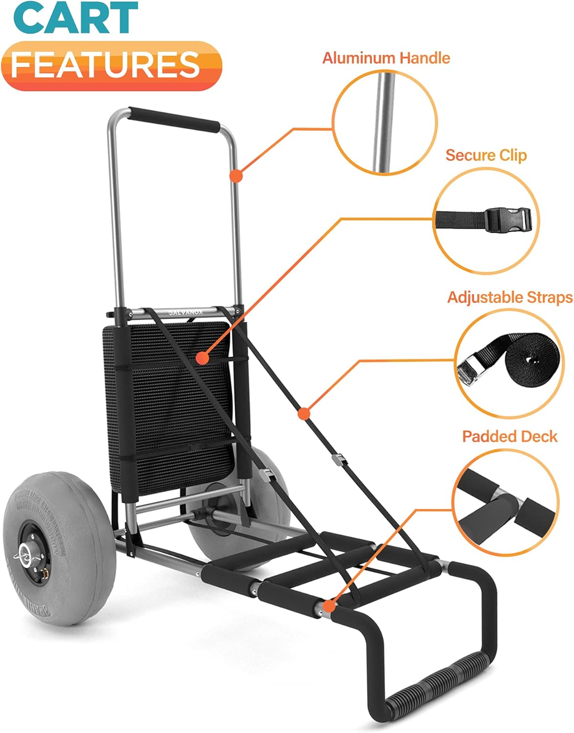 Collapsible Folding Beach Wagon with Mesh Storage Compartment and 9 Pneumatic Balloon Wheels Z90548