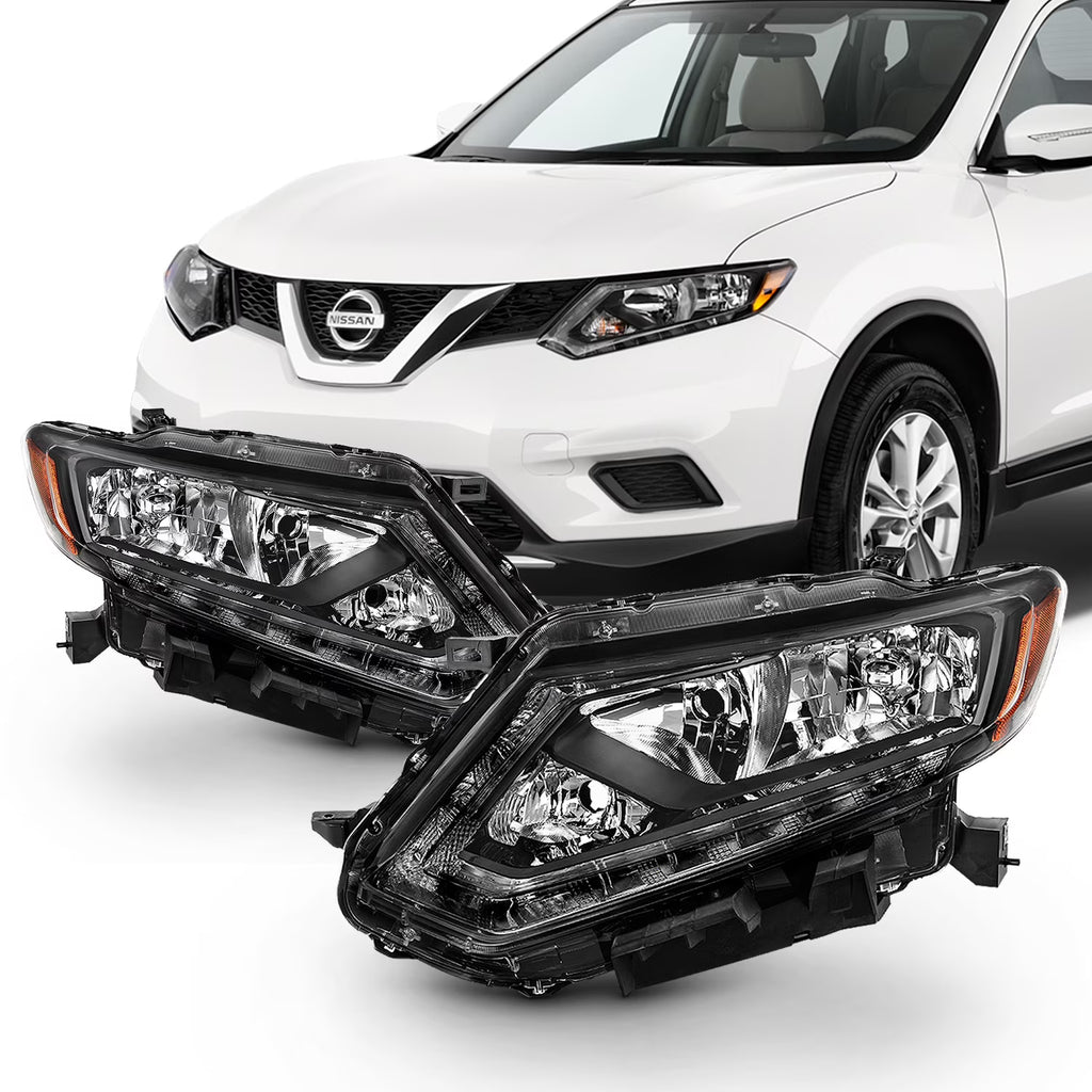 Black Headlights Headlamps Pair Y100