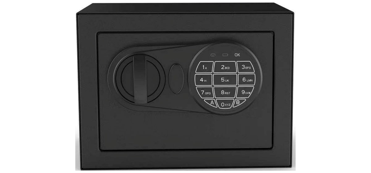 Black Small Digital Safe with Electronic Lock and Backup Key X778